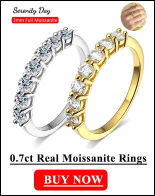 Serenity D Color VVS1 Moissanite Row Ring 1.4cttw — 100% S925 Sterling Silver Lab Diamond Ring for Women, 18K Plated Anniversary Gift