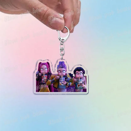 Kpop Demon Hunters Huntrix Saja Boys Keychain Bag Charm Rumi Zoey Jinu Ramen Keyring Fans Gift