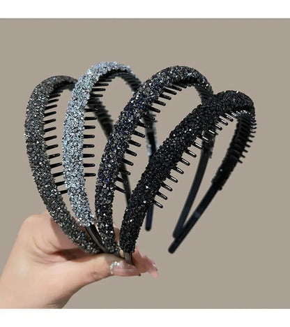 New Non-slip Rhinestone Headbands – Solid Wave Hairbands for Women & Girls, Bezel Fashion Hair Hoop, Boutique Hair Accessories