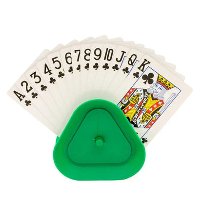Triangle Poker Holder – Four-Color Desktop Card Stand, Hands-Free Game Holder for Kids & Elderly
