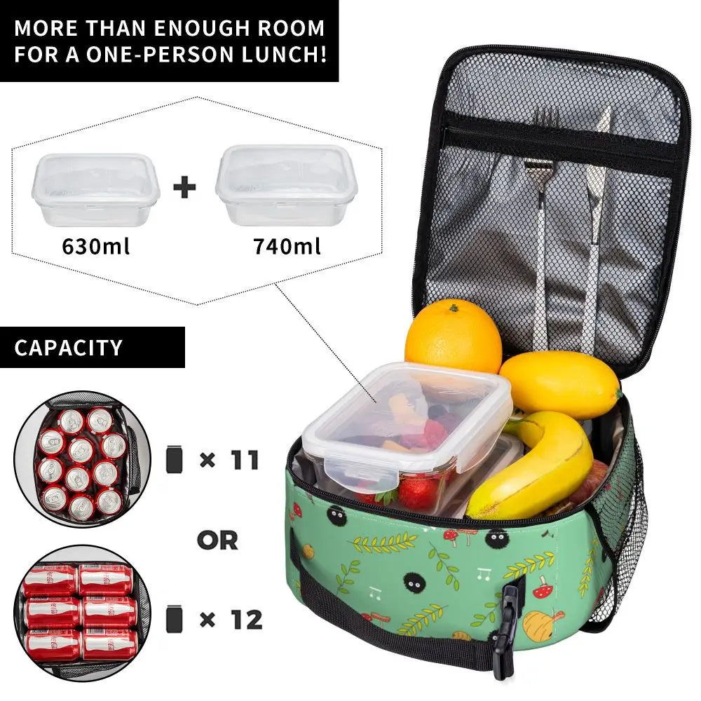 Totoro Miyazaki Anime Insulated Lunch Tote Bag – Portable Thermal Cooler for School & Office