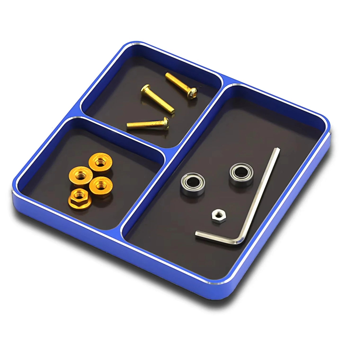 CNC Aluminum Magnetic Screw Tray 98×98×11mm – Nut, Bolt & Gasket Storage Organizer for RC Car, Boat & Airplane Models