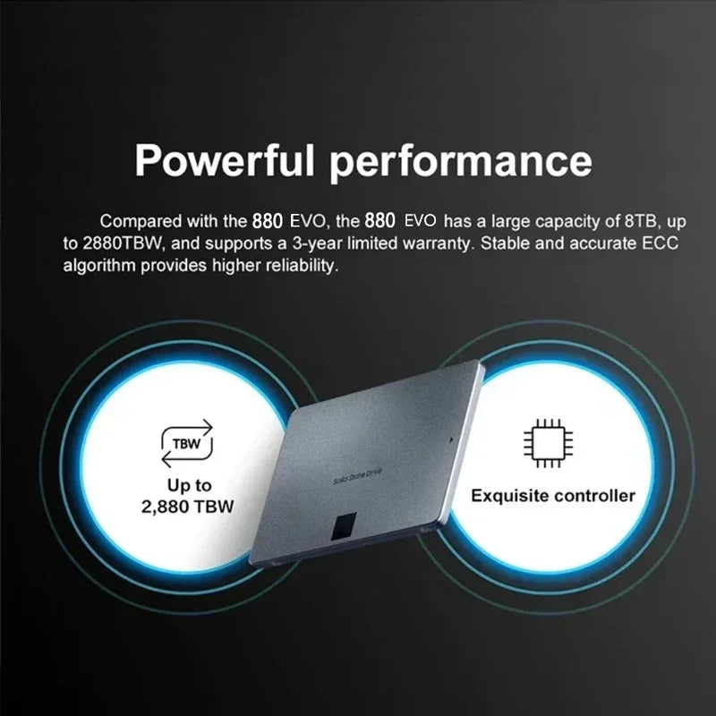 Lenovo 880 EVO SSD 1TB/2TB/4TB – Internal Solid State Drive SATA 3.0 for Laptop, Desktop, PC, PS4 & PS5