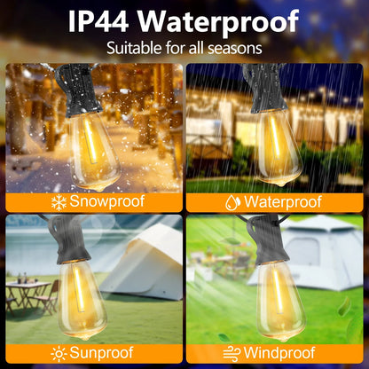 Solar Globe LED String Lights G40 — USB Rechargeable, 8 Modes Remote-Control Patio & Garden Hanging Lights, Weatherproof