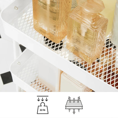SONGMICS 3-Tier Rolling Utility Cart — Metal Storage Trolley with Wheels, Brakes & Handles for Kitchen or Home Organization