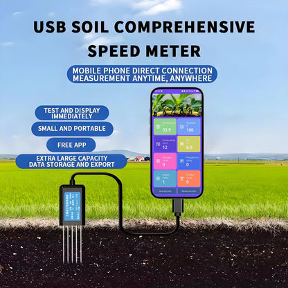 USB Soil Integrated Transmitter Sensor – Temperature, Humidity, EC, pH & NPK Agriculture Soil Tester Detector
