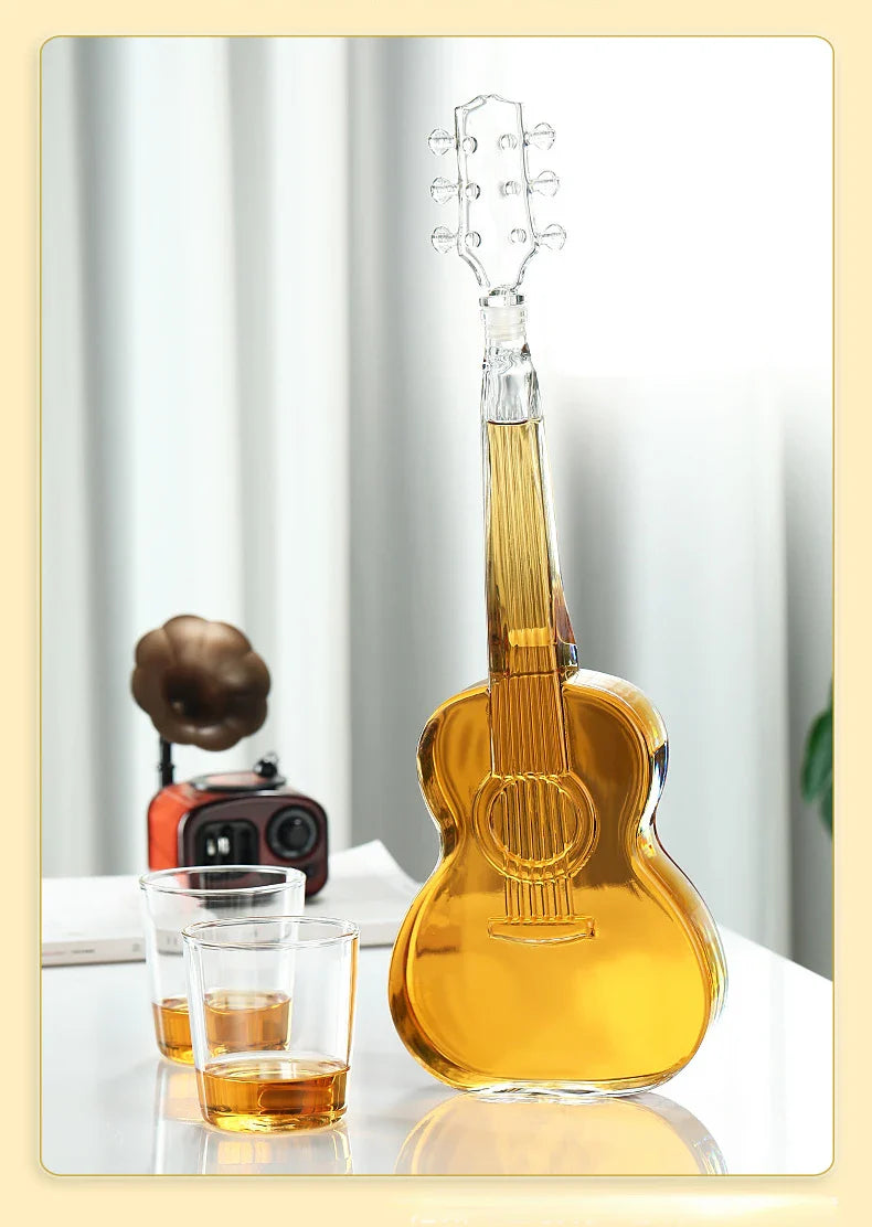 High Borosilicate Glass Wine Decanter – Guitar & Violin Shaped Thickened Transparent Bottle, Decorative Craft Wine Set