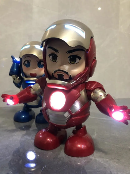 Marvel Iron Man Dance Action Figure – LED Light Singing Robot, Spiderman & Avengers Superhero Toy, Kid’s Christmas Gift