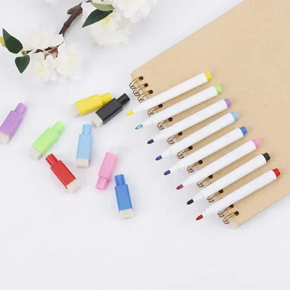 8PC Magnetic Whiteboard Markers – Colorful Blackboard & Whiteboard Pens with Built-In Eraser for School, Kids Drawing & Graffiti
