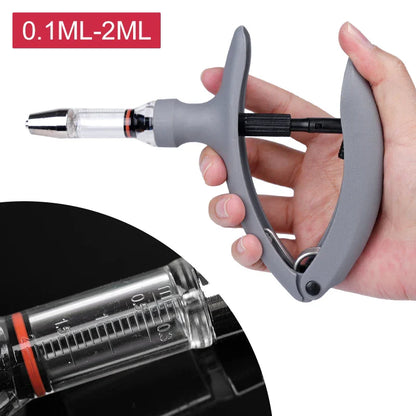 2ml/5ml Veterinary Animal Syringe - Continuous Injector with 10 Needles for Cats, Chickens, Sheep, Farm Use