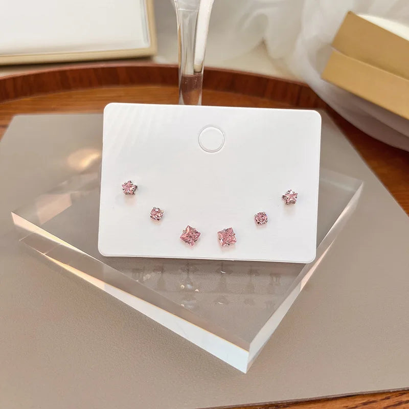 S925 Silver Stud Earrings Set - Simple Cute Mini Earrings for Women Girls Exquisite Jewelry Gift Wholesale