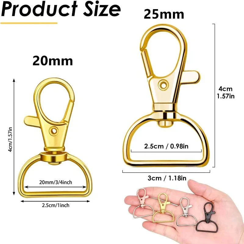 10pcs Metal Swivel Lobster Claw Clasp Hooks – Keychain Lanyard Snap Hooks for Crafting, Key Rings, Bags & Purse Accessories