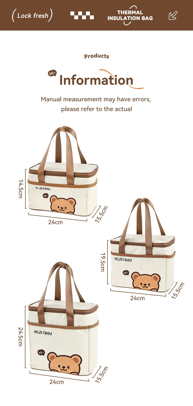 WORTHBUY Cute Thermal Lunch Bag – Large Capacity Insulated, Waterproof & Portable Picnic Cooler for Students