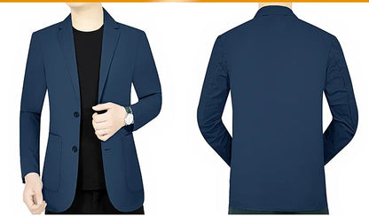 Men’s Summer Thin Blazer Jacket – Breathable, Elastic Sunscreen Coat for Business Casual, 4XL