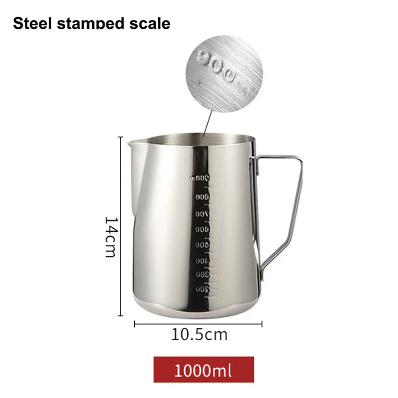 Stainless Steel Milk Frothing Pitcher Jug – 100ML–2000ML Espresso Barista Latte & Cappuccino Cream Foam Maker Cup