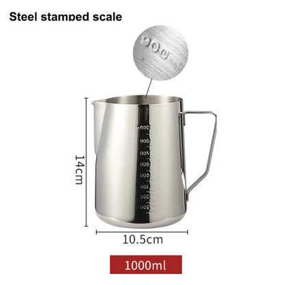Stainless Steel Milk Frothing Pitcher Jug – 100ML–2000ML Espresso Barista Latte & Cappuccino Cream Foam Maker Cup