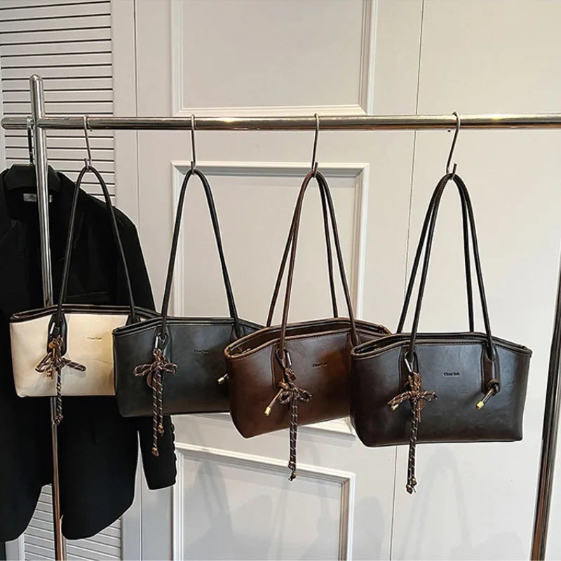 Women’s PU Leather Shoulder Bag – 2025 Winter Y2K Retro Crossbody Tote Handbag & Purse Trendy Casual Everyday Bag