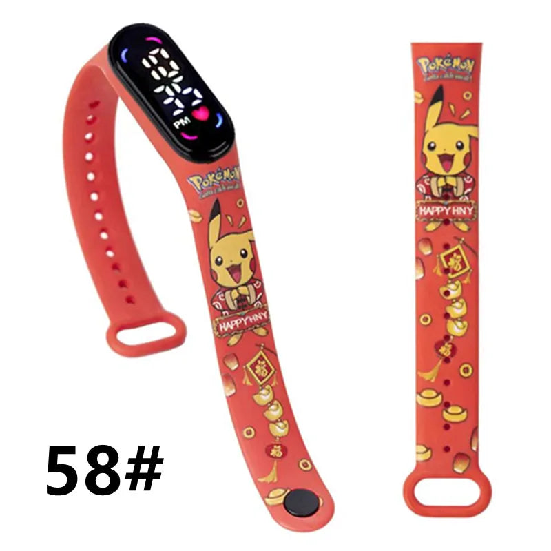 Pokemon Kids LED Watch — Pikachu Digital Anime Silicone Wristband with Puzzle Gift Box, Creative Birthday Gift