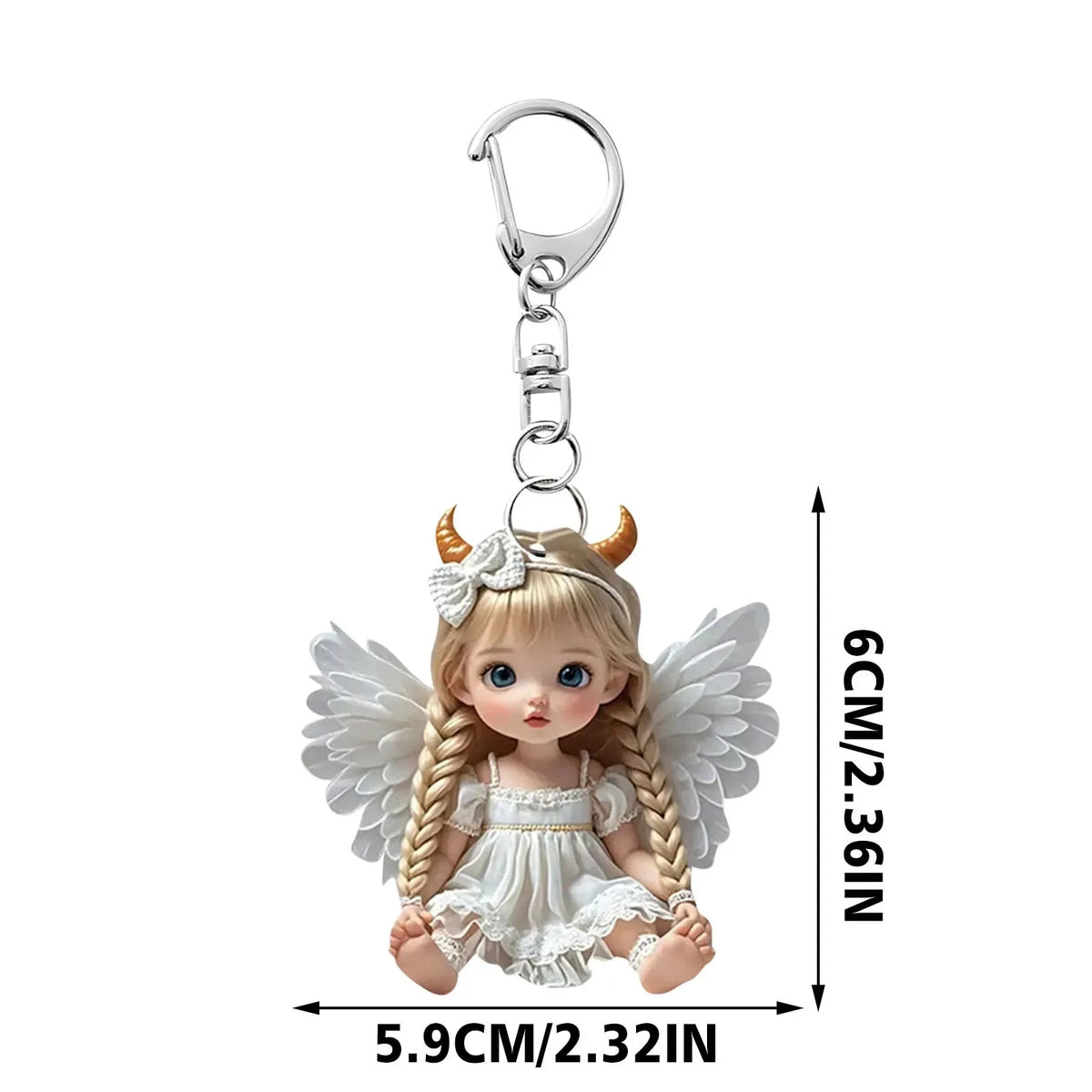 2D Acrylic Angel Baby Girl Keychain – Flat Keyring Pendant for Bags, Car, Backpack Accessories & Jewelry