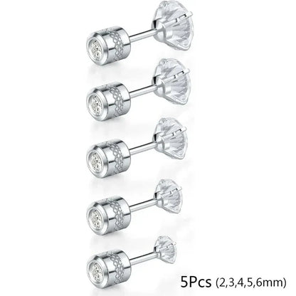 20G Titanium Stud Earrings – Hypoallergenic Tiny Cubic Zirconia Screw Back Cartilage & Tragus Piercing Jewelry