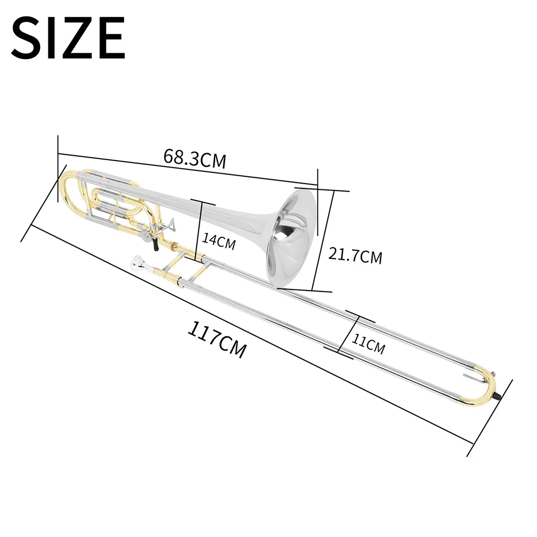 SLADE Bb Trombone Brass Wind Instrument - Tenor Alto Trombone with Cupronickel Mouthpiece & Accessories