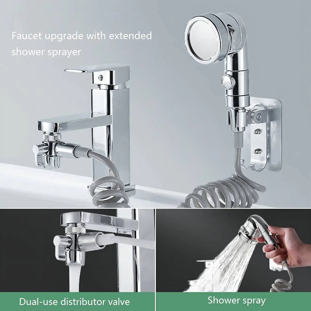 New Faucet Extender & External Shower Head Set – Bathroom Faucet Adapter Attachment for Washbasin