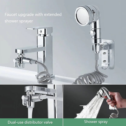 New Faucet Extender & External Shower Head Set – Bathroom Faucet Adapter Attachment for Washbasin