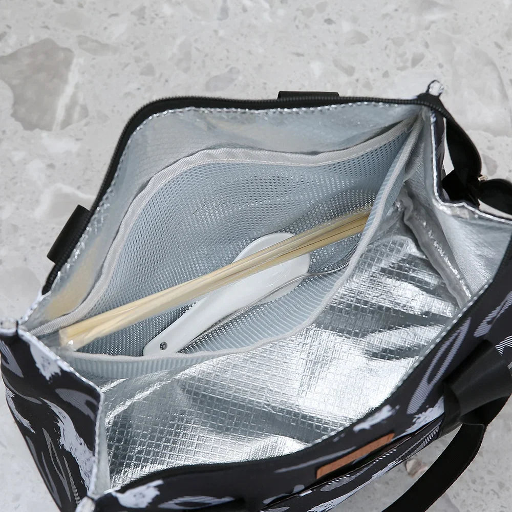 Insulated Commuter Lunch Bag with Storage Pouch — Portable Handbag for Office, Thermal Food Carrier with Meal Box Included