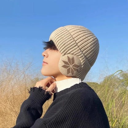 Men's Winter Warm Knitted Wool Beanie - Outdoor Plus Velvet Hat with Ear Protection for Women