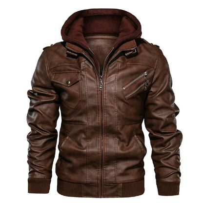 KB Men’s Leather Motorcycle Jacket – Casual PU Biker Coat, Autumn Outerwear, EU Size SA722