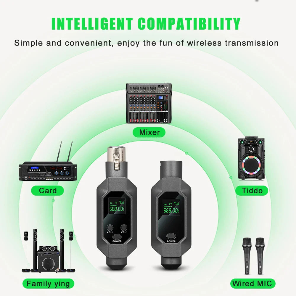 LEUS N2 UHF Wireless Microphone System – XLR Transmitter & Receiver for Dynamic Microphones