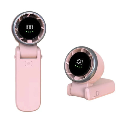 2025 Hanging Neck Outdoor Mini Fan – 180° Folding Handheld High-Speed Turbo Desktop Fan