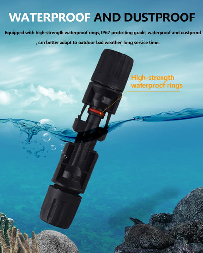 DC Solar Connector Kit 1000V 30A – IP67 Waterproof PV/MC Cable Connectors (5–200 Pcs, 2.5/4/6mm²)