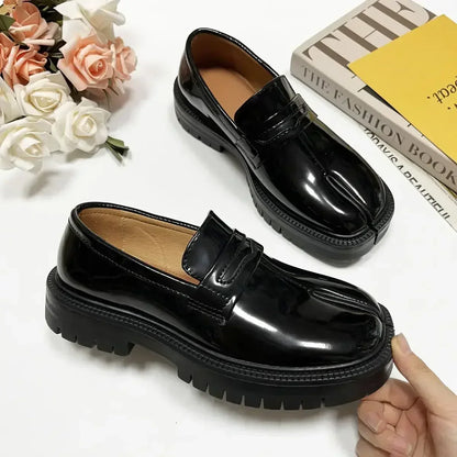 CHMURY Tabi Loafers — Men & Women Split Toe Casual Shoes, Thick Sole Patent Leather 2024