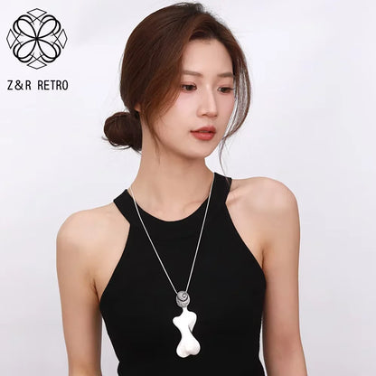 Vintage Long Chain Necklace – Irregular Gothic Pendant Jewelry for Women, 2023 Trendy Fashion Accessories