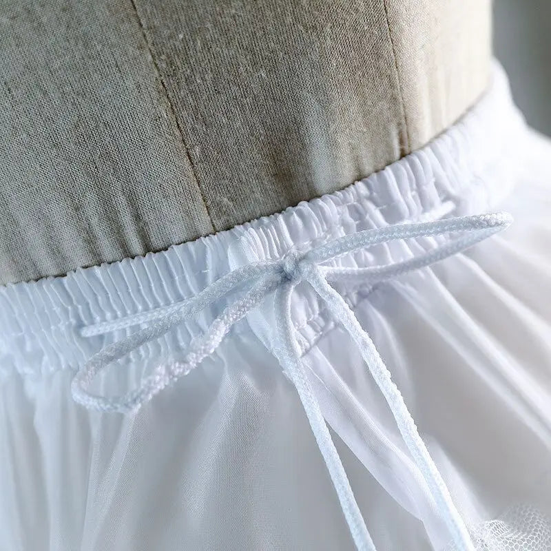 Girls 2-Hoop Petticoat Underskirt - White A-Line Wedding Dress Skirt with Elastic Waist