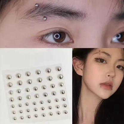 180PCS Non-Piercing Body Jewelry Stickers – Waterproof Self-Adhesive Fake Lip, Nose, Eyebrow & Belly Button Nails
