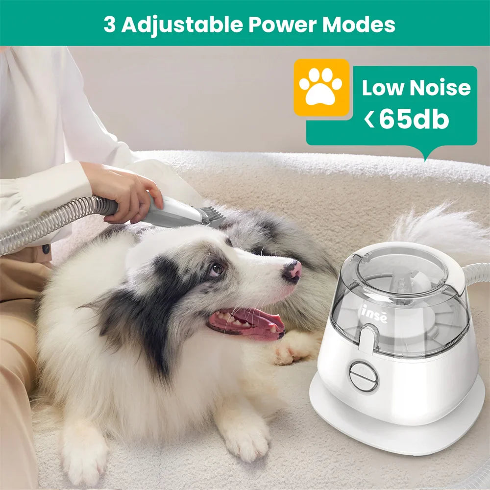 INSE P20 Pet Grooming Kit – Vacuum Suction 99% Pet Hair, Professional Clippers with 5 Tools for Dogs & Cats