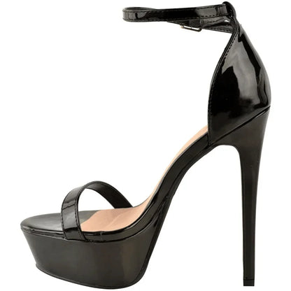 Women’s Red High Heel Sandals – 14cm Open Toe Ankle Strap Patent Leather Party & Wedding Shoes