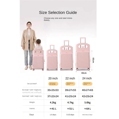 2025 Kids Suitcase with Seat & Charging Port – Baby Boarding Trolley Luggage with Safety Belts & Side Opening, 20/22/24 inch