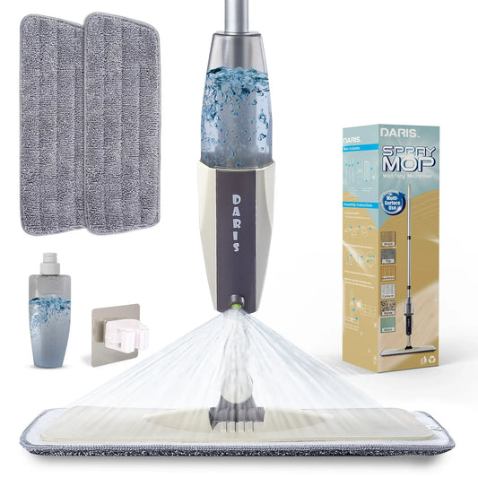Spray Mop Broom Set — Magic Flat Mop with Rotating Head, Reusable Microfiber Pads for Home Floor Cleaning