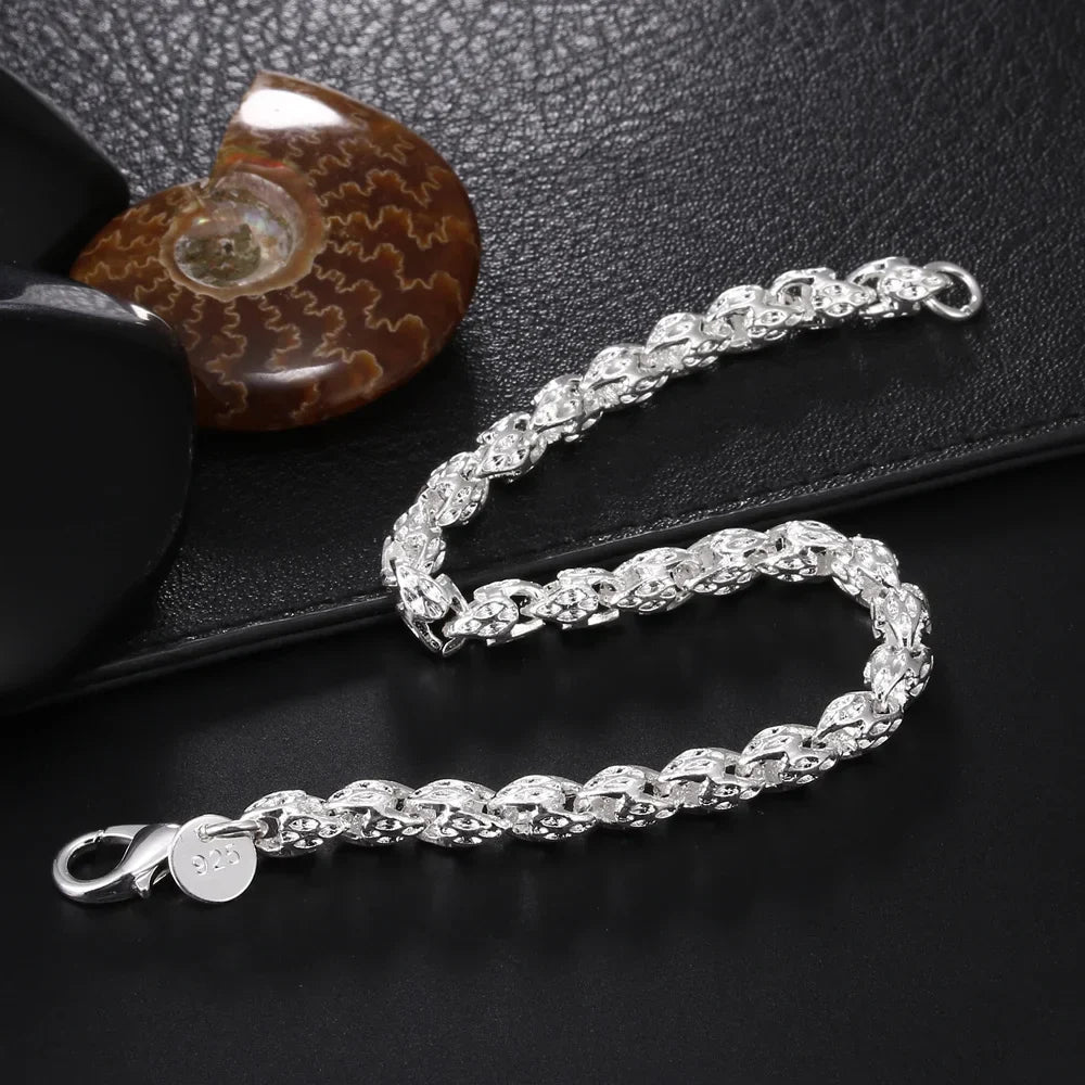 Fine 925 Sterling Silver Chain Bracelet – Solid Charm Jewelry for Women & Men, Party, Wedding & Fashion Gift