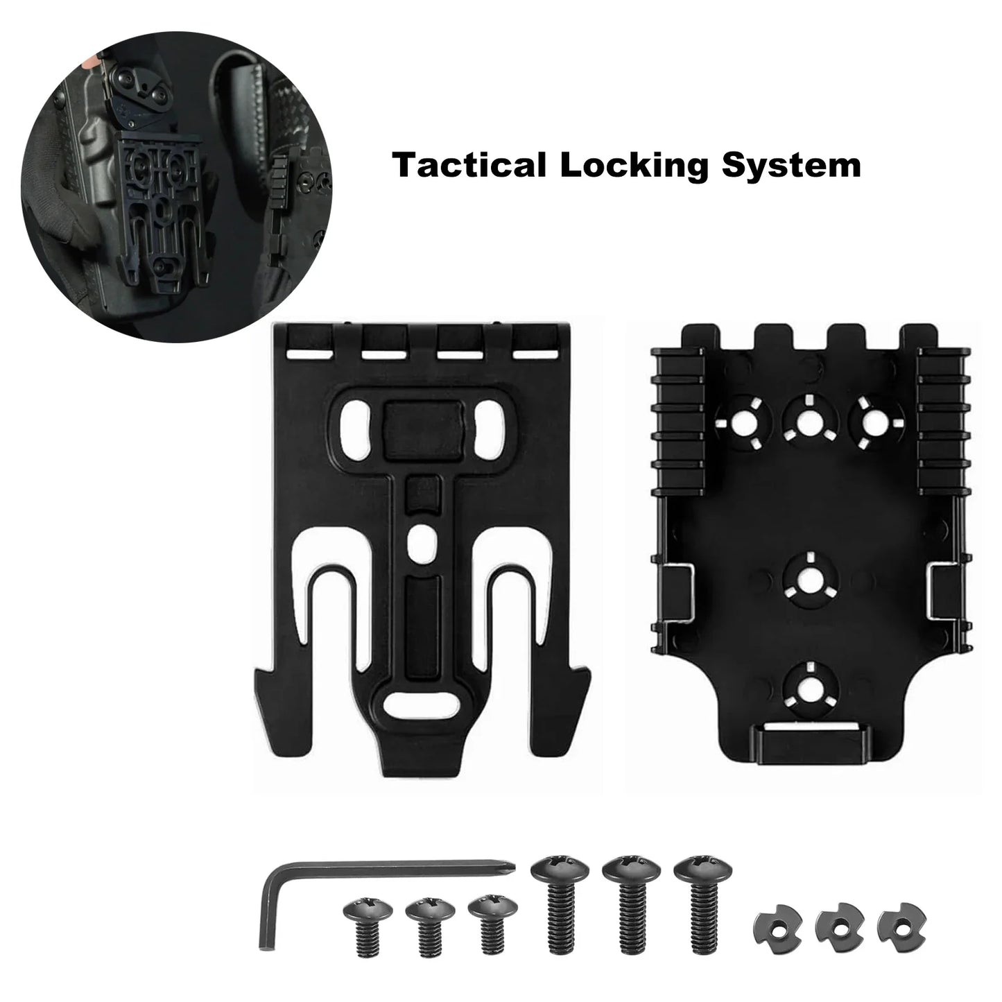Tactical QLS Locking System Kit - QLS 19 Receiver & QLS 22 Fork Adapter for Pistol Holsters, Belts, Shooting & Airsoft Gear