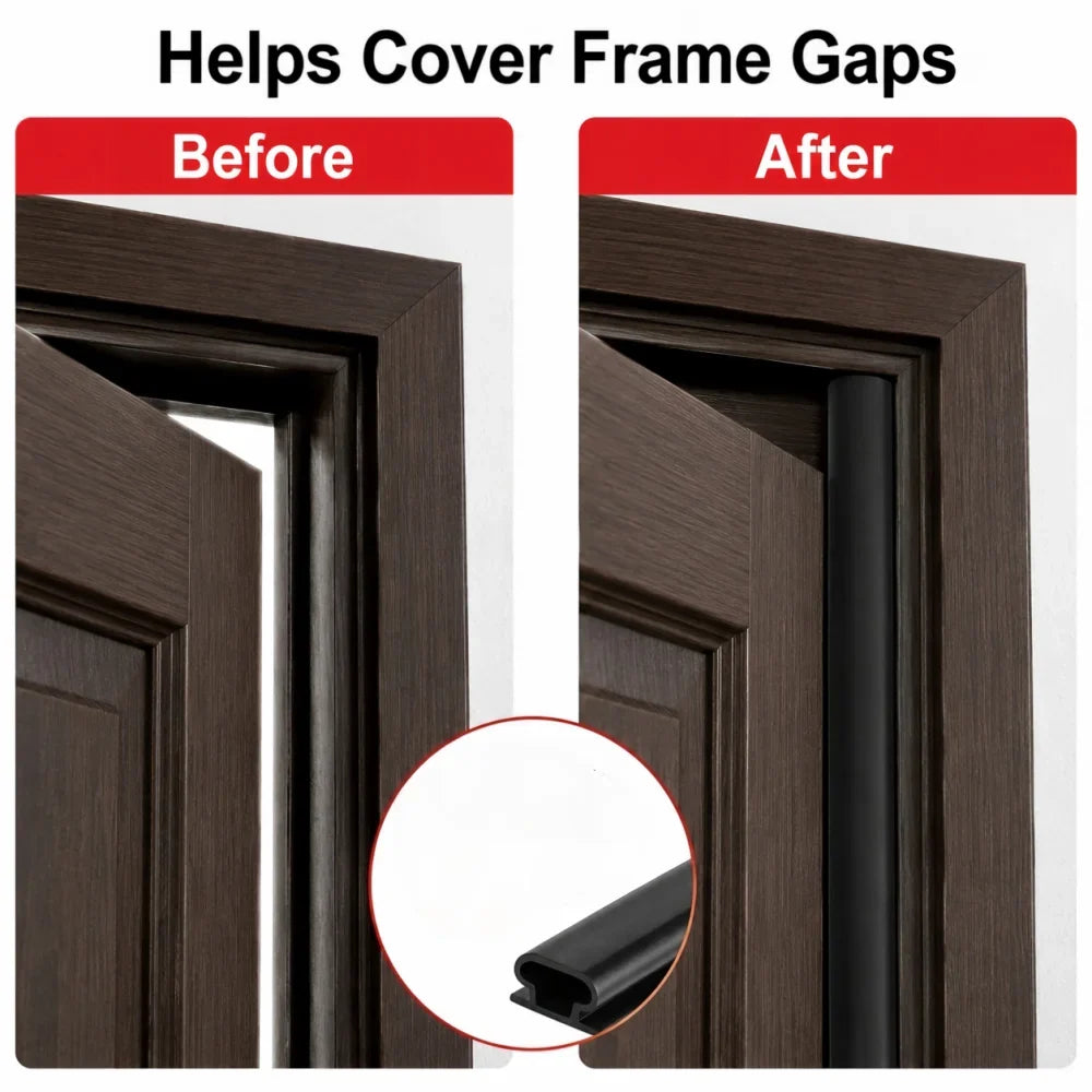 Self-Adhesive Door Seal Strip - 6M Rubber Soundproof Weather Stripping for Windows & Door Frames, Hollow Gap Filler Insulation