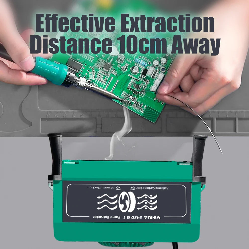 YIHUA 948DQ-I 200W Soldering Fume Extractor – Smoke Filter with 2 Helping Hands