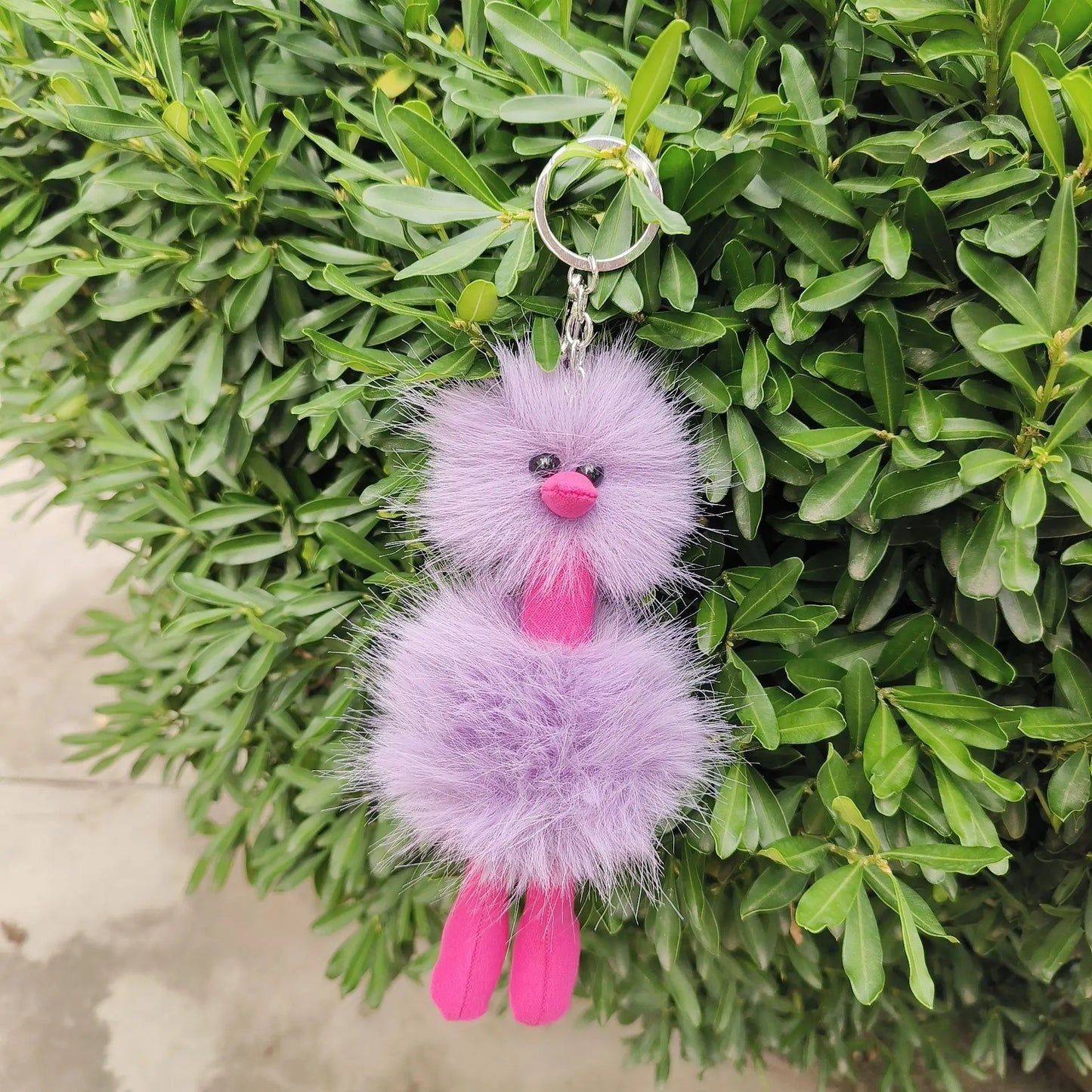 Cute Doll Ostrich Plush Pendant Keychain – Colorful Fur Ball Backpack Key Ring, Creative Gift for Women 2025 Xmas & New Year
