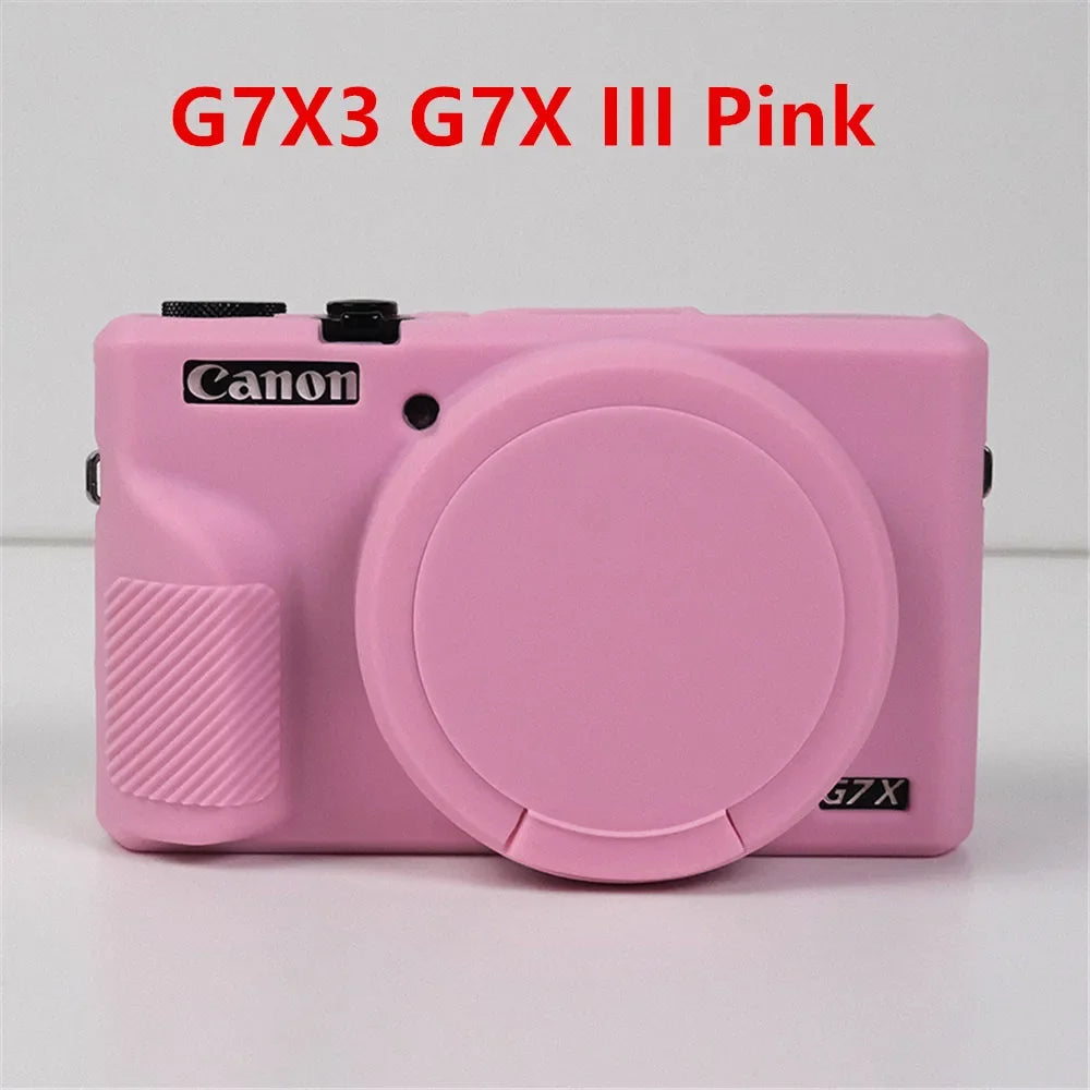 Canon G7X Silicone Camera Case - Soft Rubber Shockproof Body Cover with Lens Cap for G7X Mark II III G7XII G7X2 G7XIII G7X3