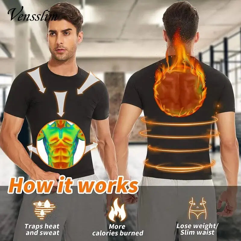 Vensslim Men’s Sauna Suit Vest — Heat Trapping Workout Fat Burner Body Shaper & Waist Trainer Corset