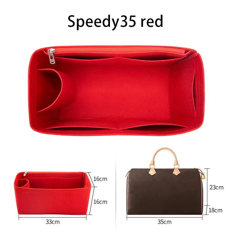 WUTA Felt Insert Bag Organizer — Inner Liner for LV Speedy 20/25/30/35 Handbags, Makeup & Travel Purse Storage