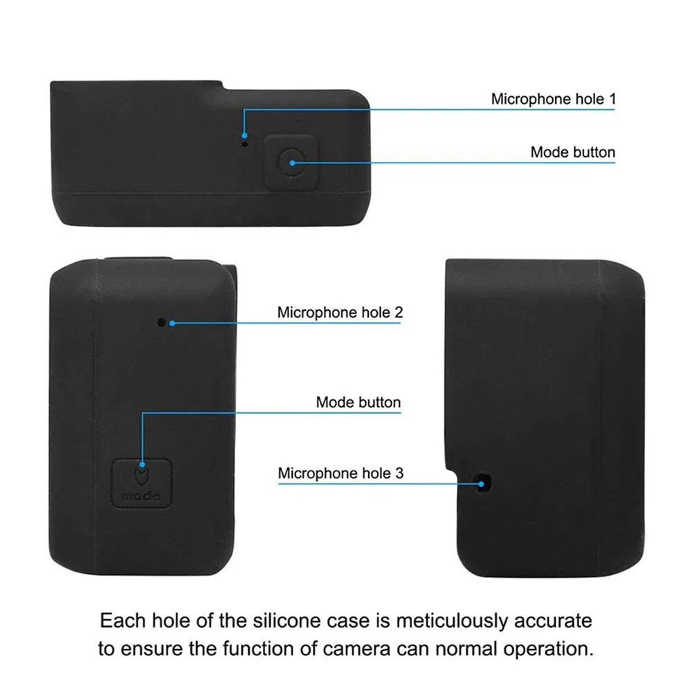 GoPro Hero 7/6/5 Silicone Case — Black with Tempered Glass Screen Protector, Lens Cap & Protective Film Accessories